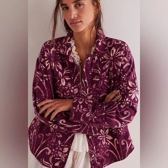 Free People We The Free Calico Flannel Shirt Floral Printed Western L New 285366 - Picture 2 of 8